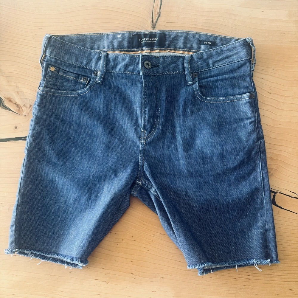 SCOTCH & SODA SKIM SKINNY MEN'S CUT OFF DENIM JEAN SHORTS SIZE 31/32